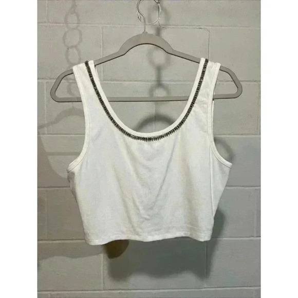 Generation Love Women's Sienna Crystal Trim Top XLARGE White‎ Cropped Clubwear - Picture 4 of 8